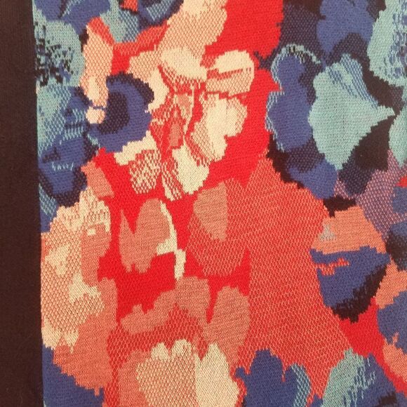 Anthropologie Silk Infused Leifsdottir Faux Wrap Color Block Floral Knit Dress M - Picture 10 of 10